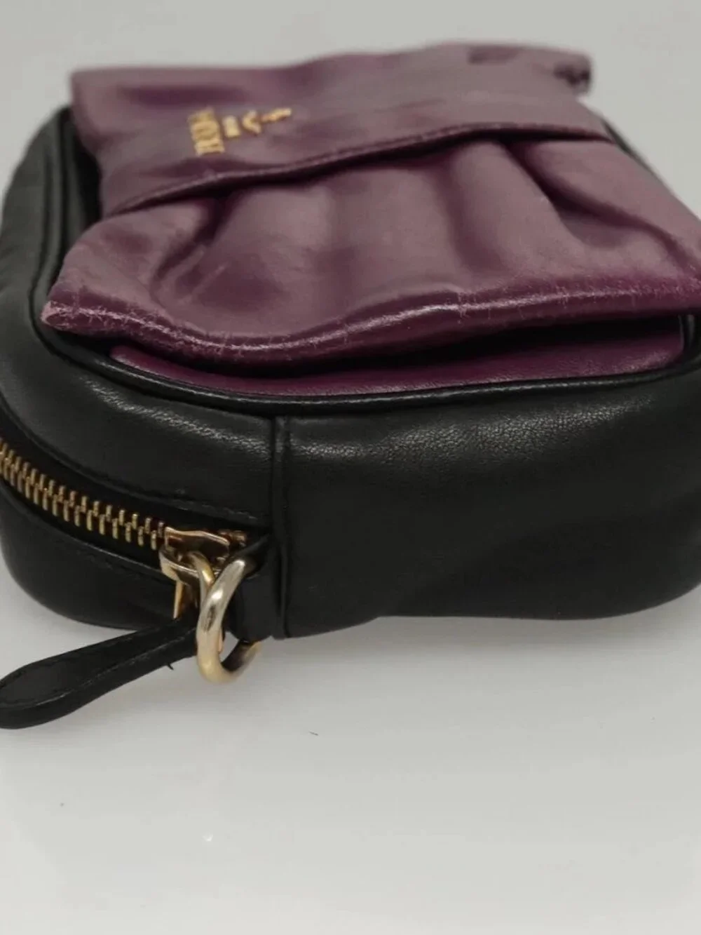 PRADA ribbon Shoulder Bag Leather Purple Gold - Picture 7 of 16